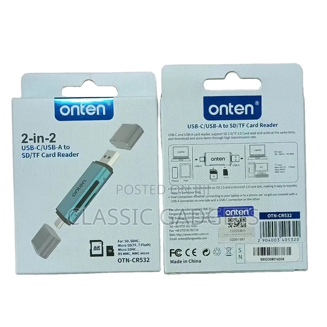 Onten USB-C/Usb-atosd/TF 2 in 2 Card Reader