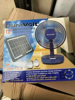 Rechargeable Table Fan With Solar Panel and Bulb