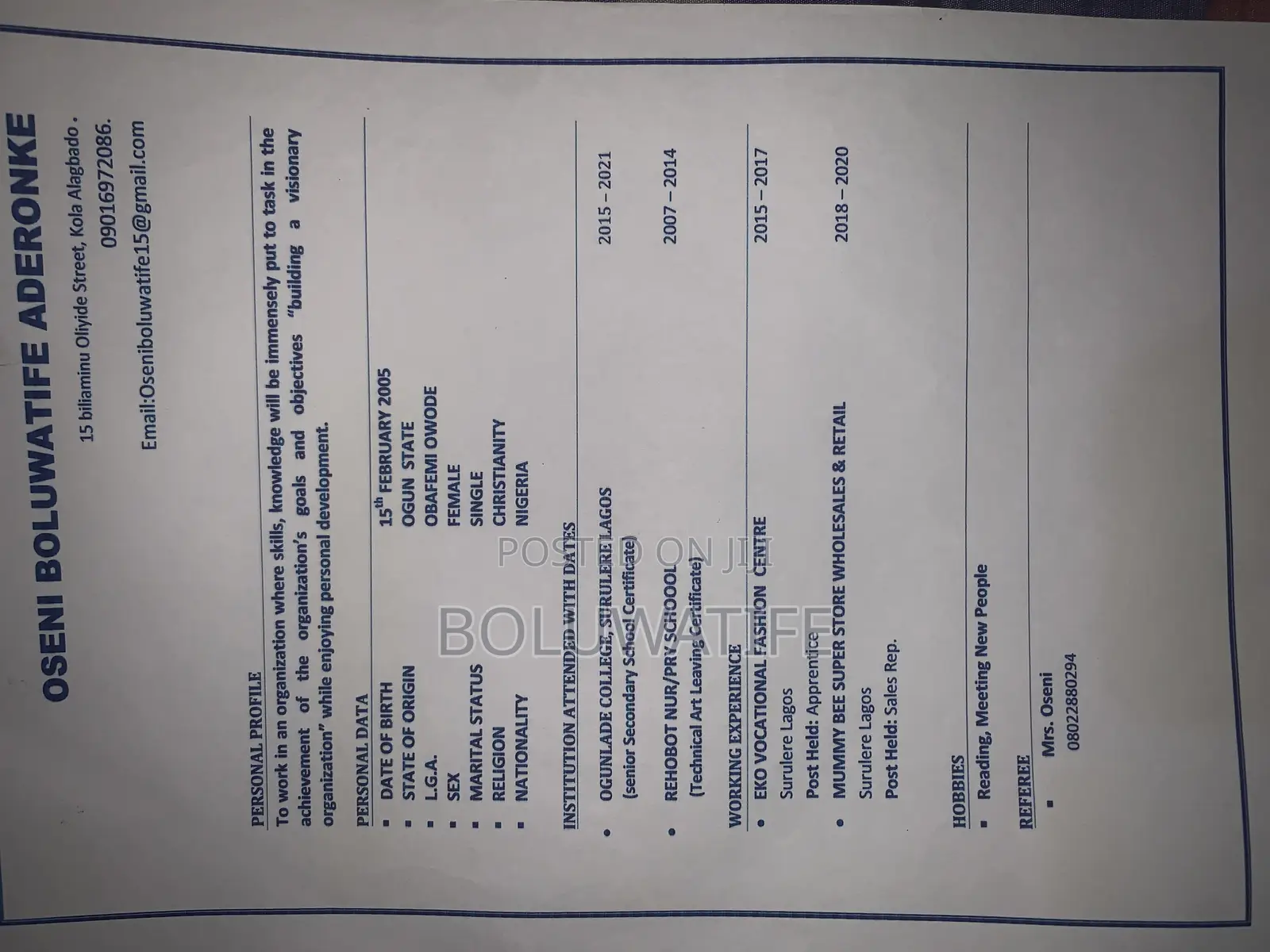 Manufacturing CV