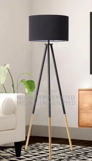 Floor Tripod Lamp Metal Black And Gold Finished