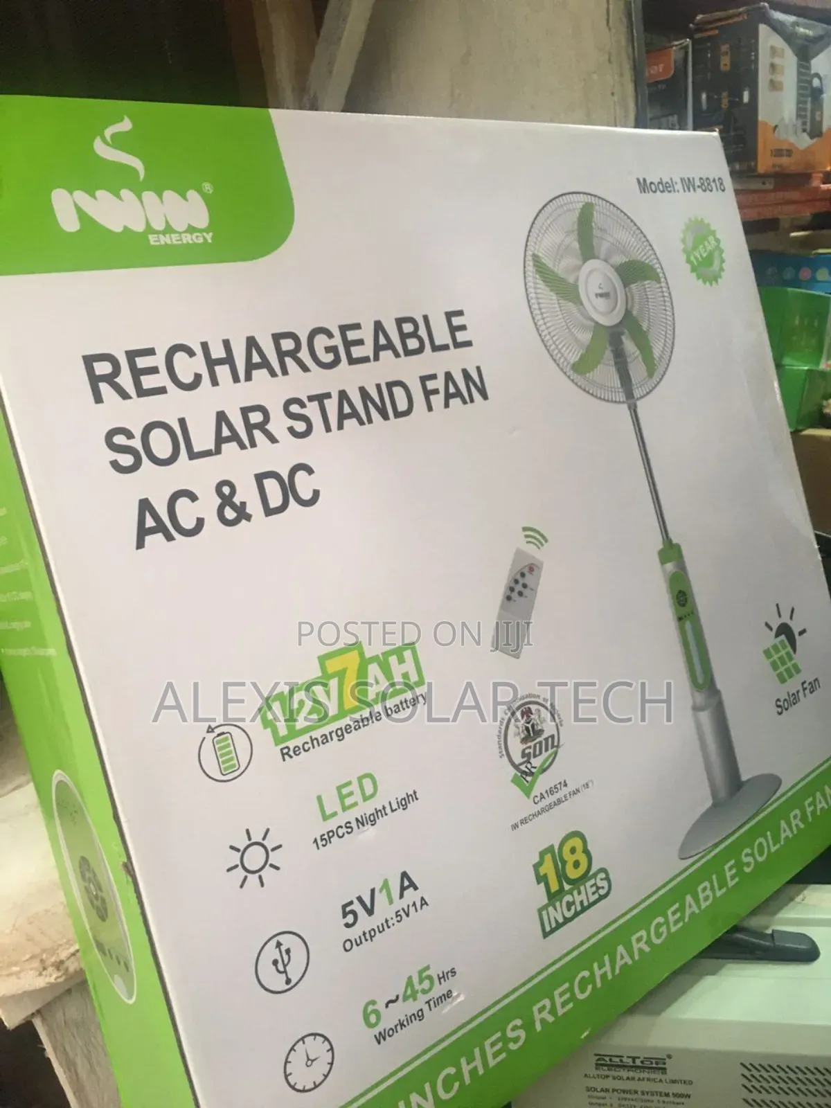 Rechargeable Solar Standing Fan