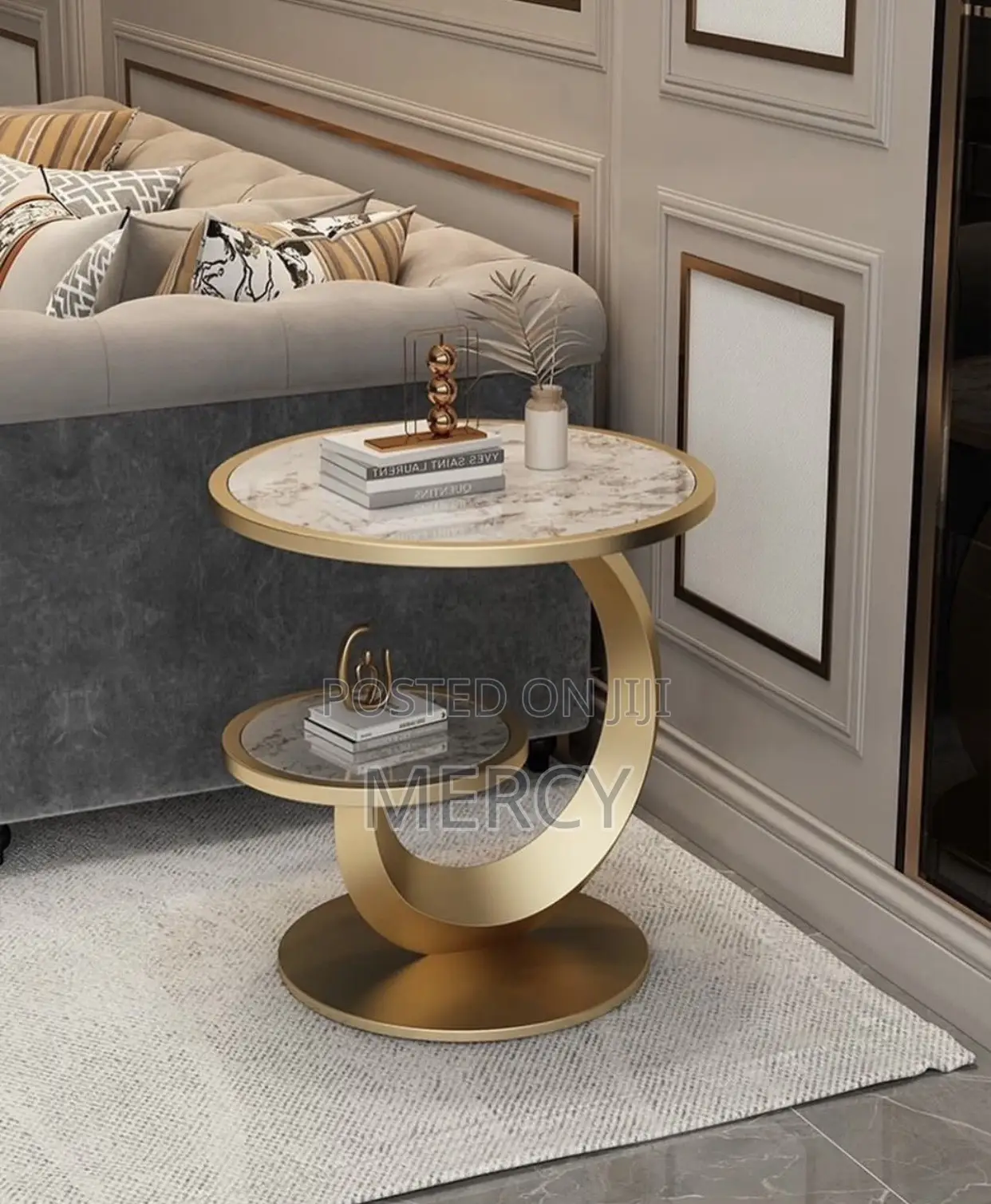Side Stool With Marble Top