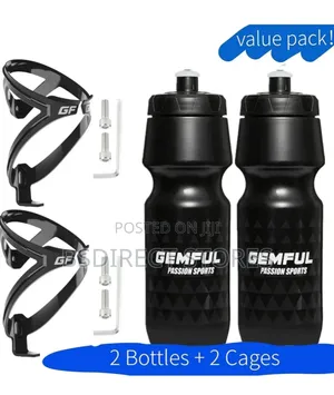 GEMFUL Bike Water Bottle With Cage (2 Bottles With 2 Holders