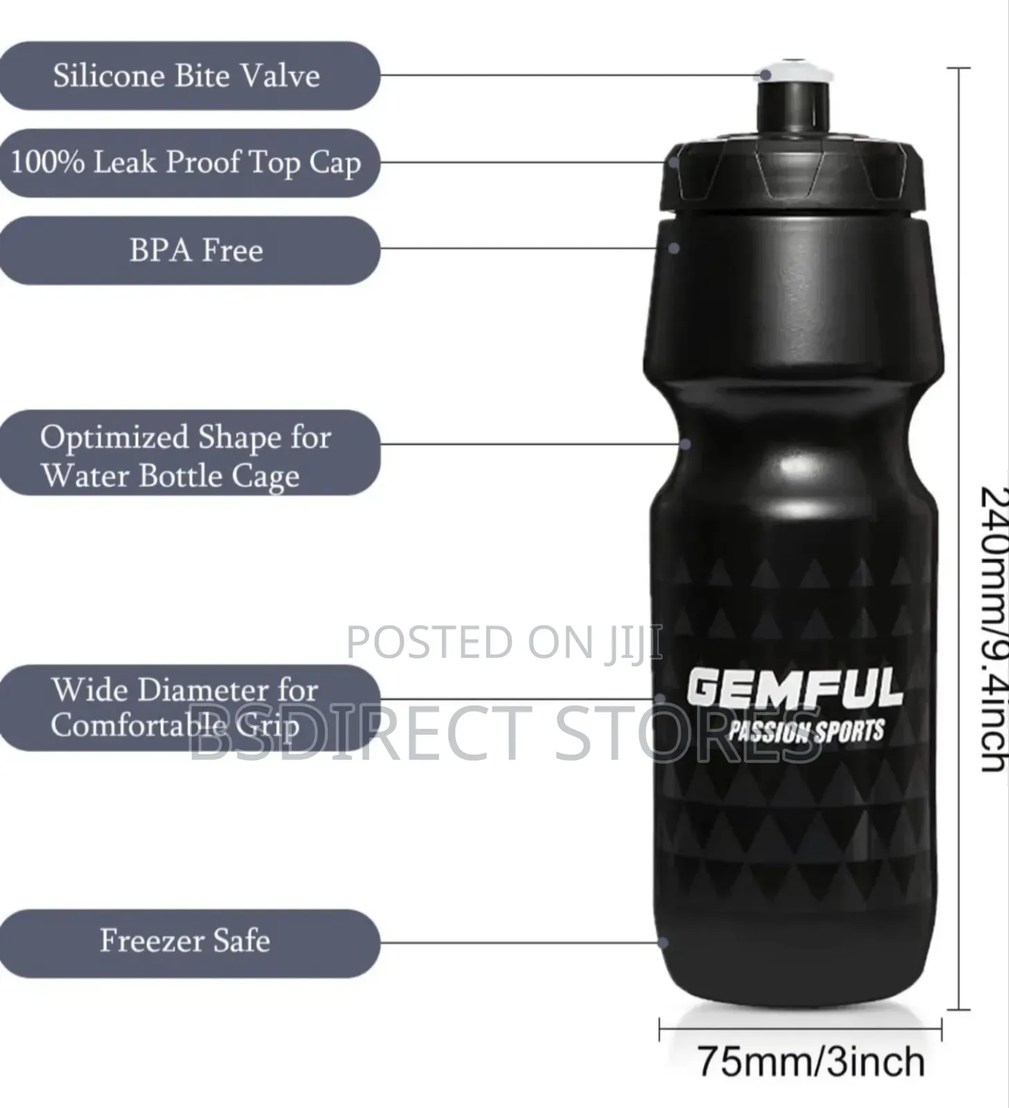GEMFUL Bike Water Bottle With Cage (2 Bottles With 2 Holders