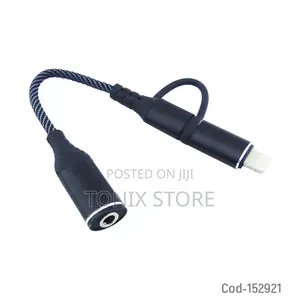 Type C + Lightening Cable to Audio Jack