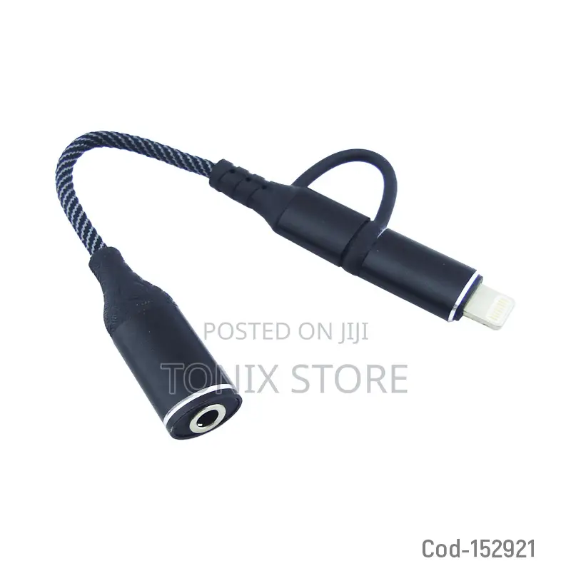 Type C + Lightening Cable to Audio Jack