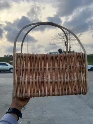 Hand-Woven Cane Basket