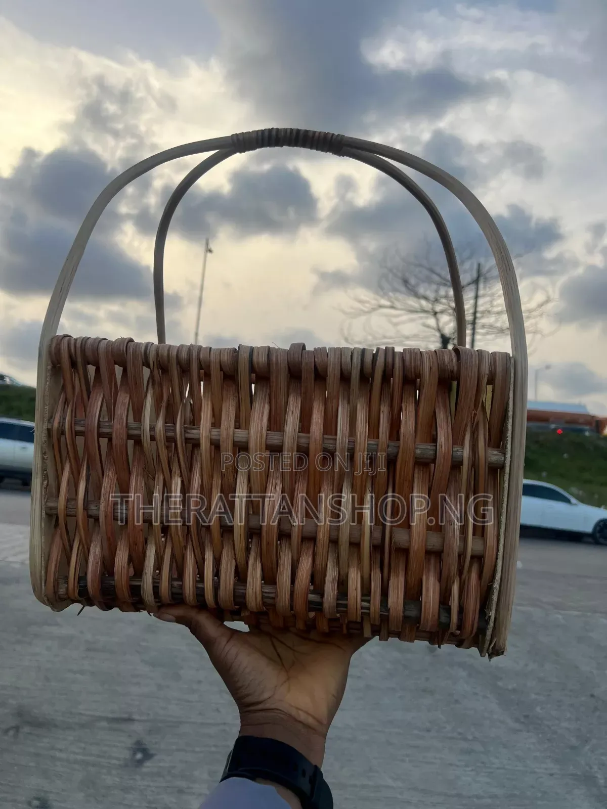 Hand-Woven Cane Basket