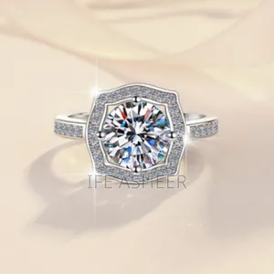 Mossanite Diamond Stone Sterling Silver Proposal Ring 0016