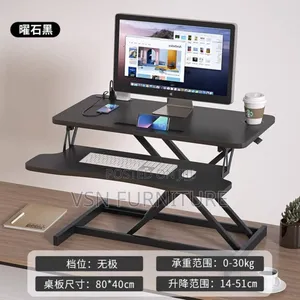 Manual Adjustable Desk With Charging Plug and Cup Holder