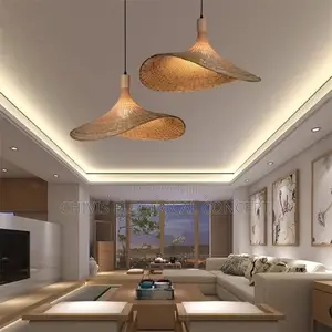 Bamboo Lantern Pendant Light Retro E27 Chandelier Rattan