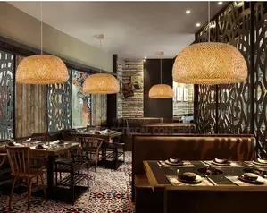 Bamboo Lantern Pendant Light Retro E27 Chandelier R