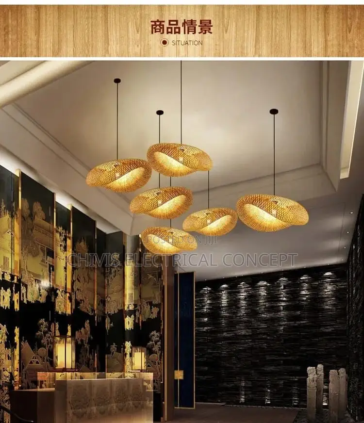 Bamboo Lantern Pendant Light Retro E27 Chandelier