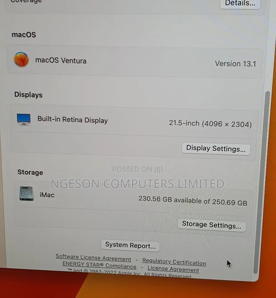 Desktop Computer Apple iMac 16GB Intel Core i5 SSD 256GB