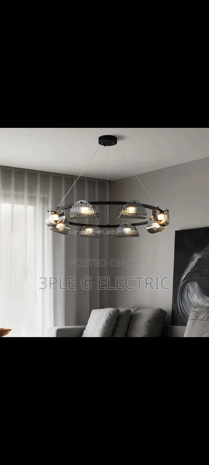 Grey Pattern Glass Chandelier