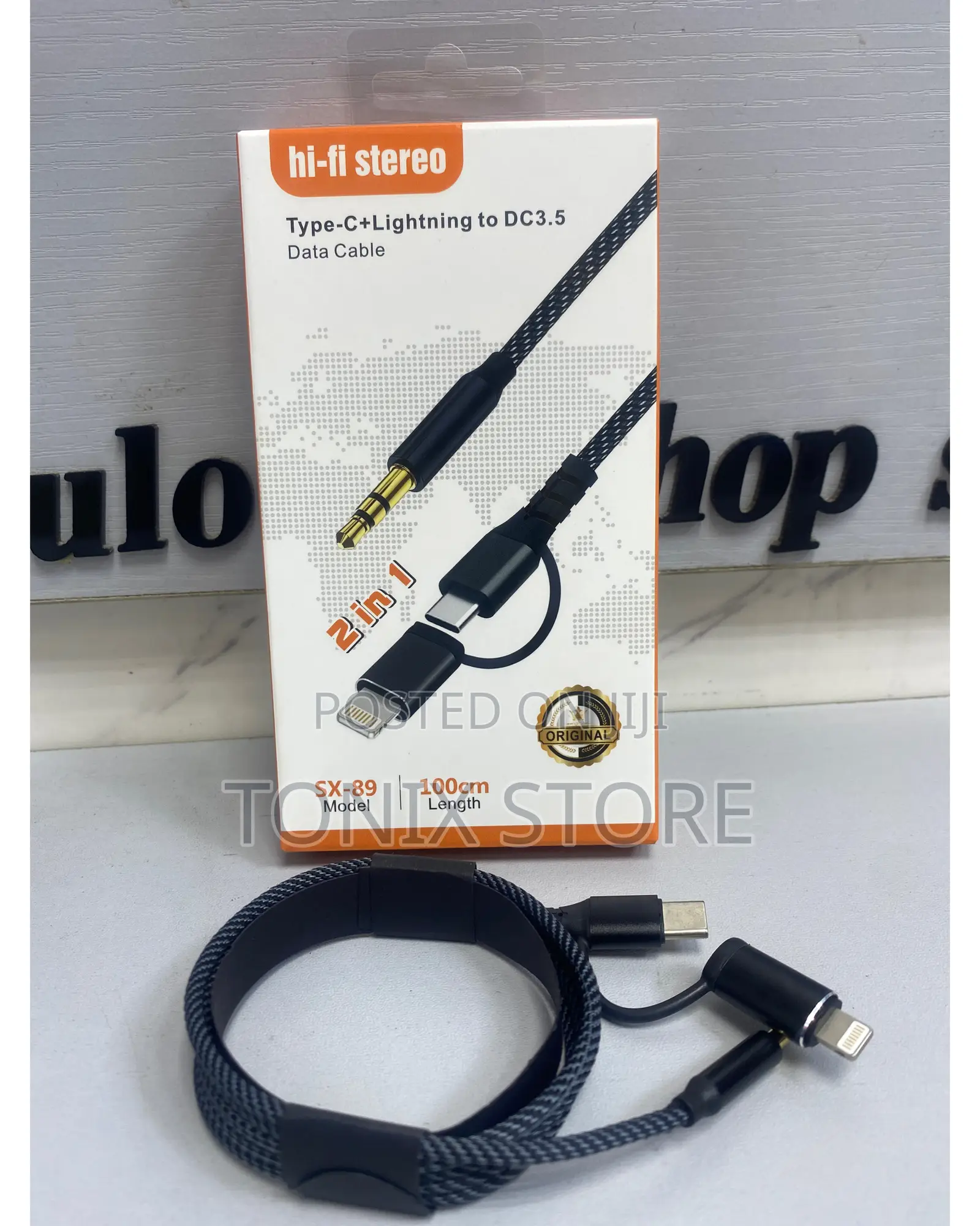 Type-C+Lightning to DC3.5 Data Cable