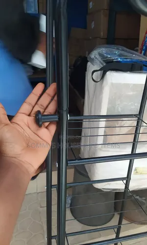 Double Pole Cloth Rack With Shelves