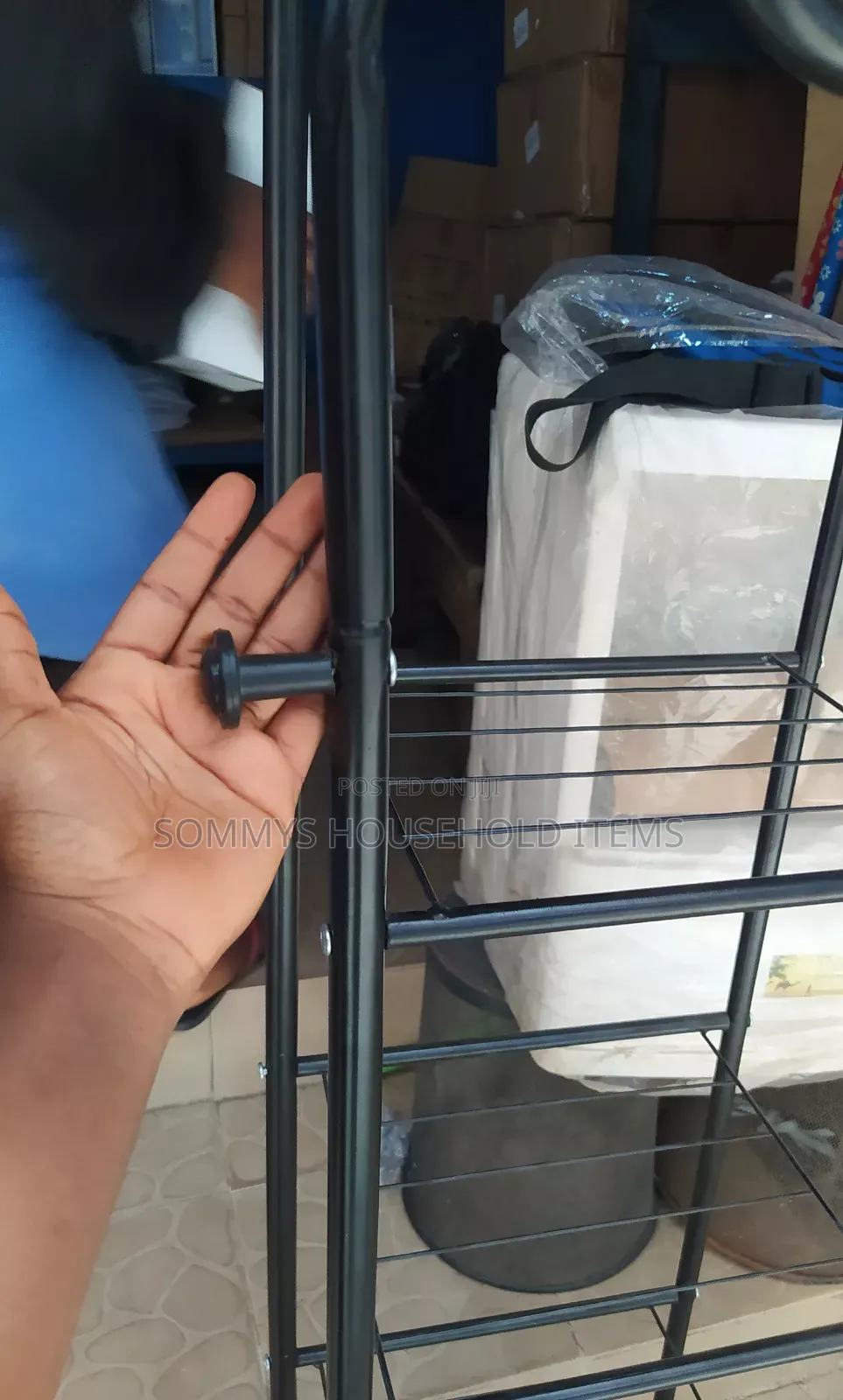 Double Pole Cloth Rack With Shelves