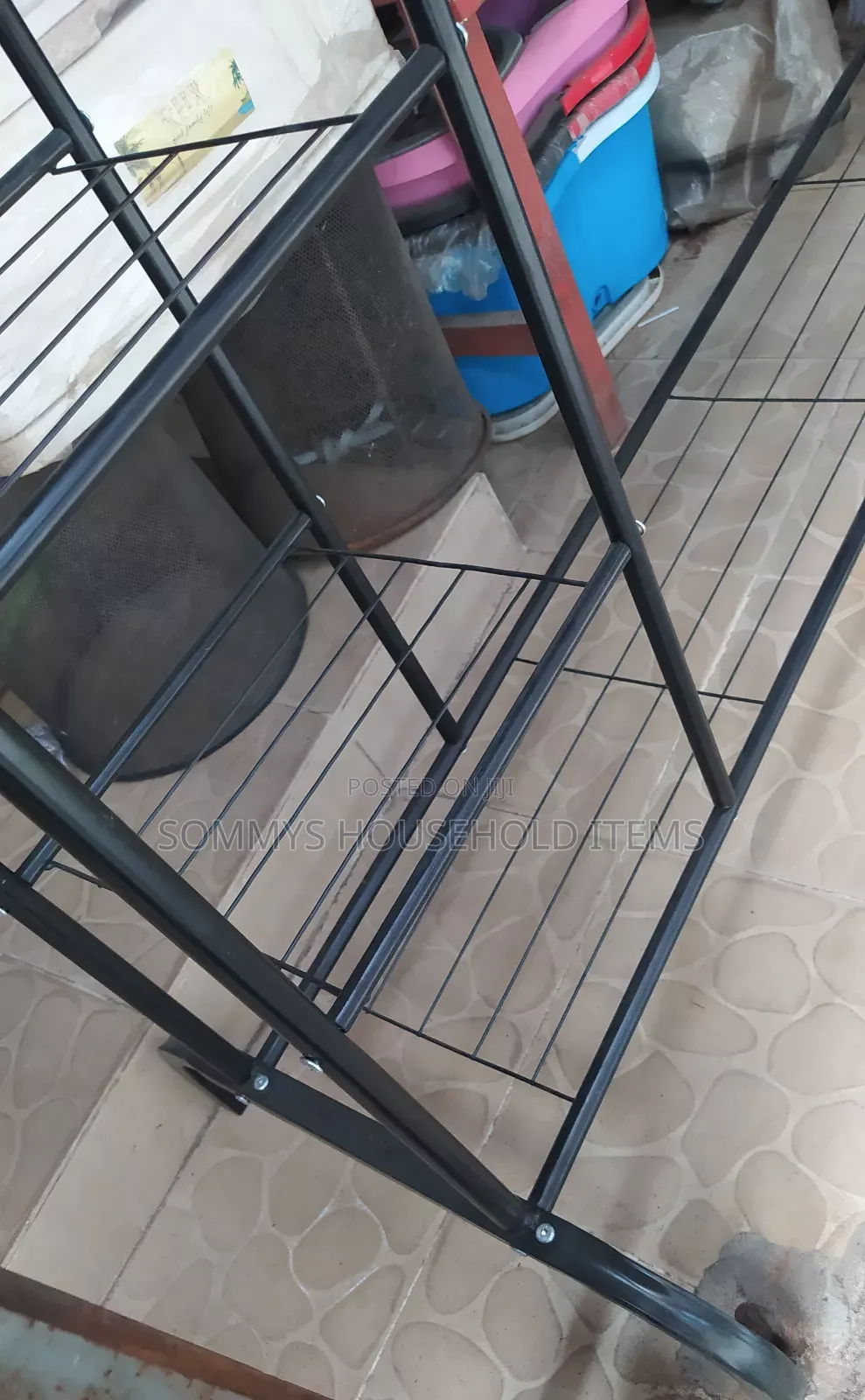 Double Pole Cloth Rack With Shelves