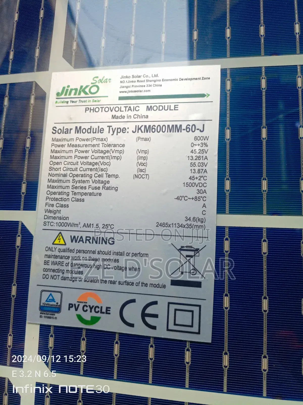 600watts Jinko Solar Panels