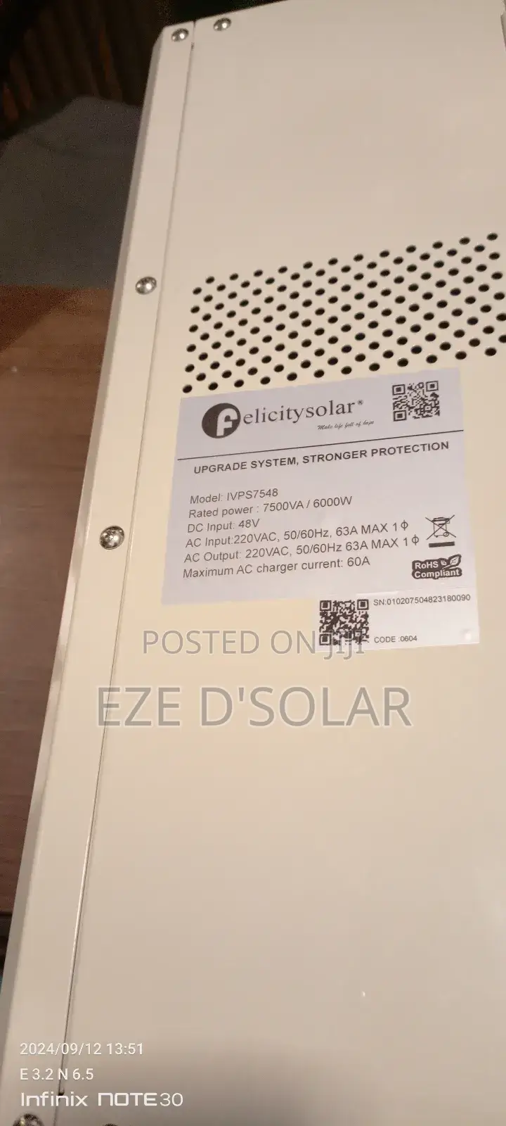 7.5kva/48v Felicity Solar Inverter