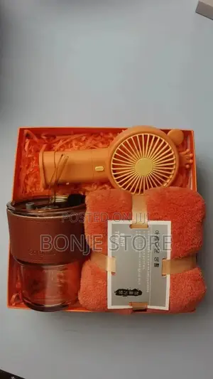 3 in I Gift Box, Towel, Protective Cup, and Mini Handy Fan