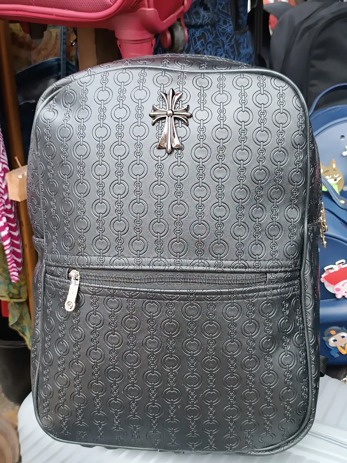 Black Leather Designer Backpack