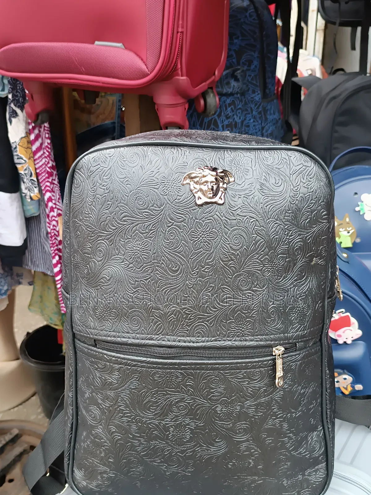 Black Leather Designer Backpack