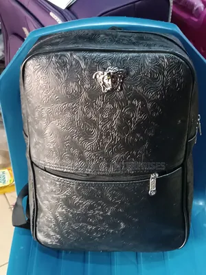 Black Leather Designer Backpack
