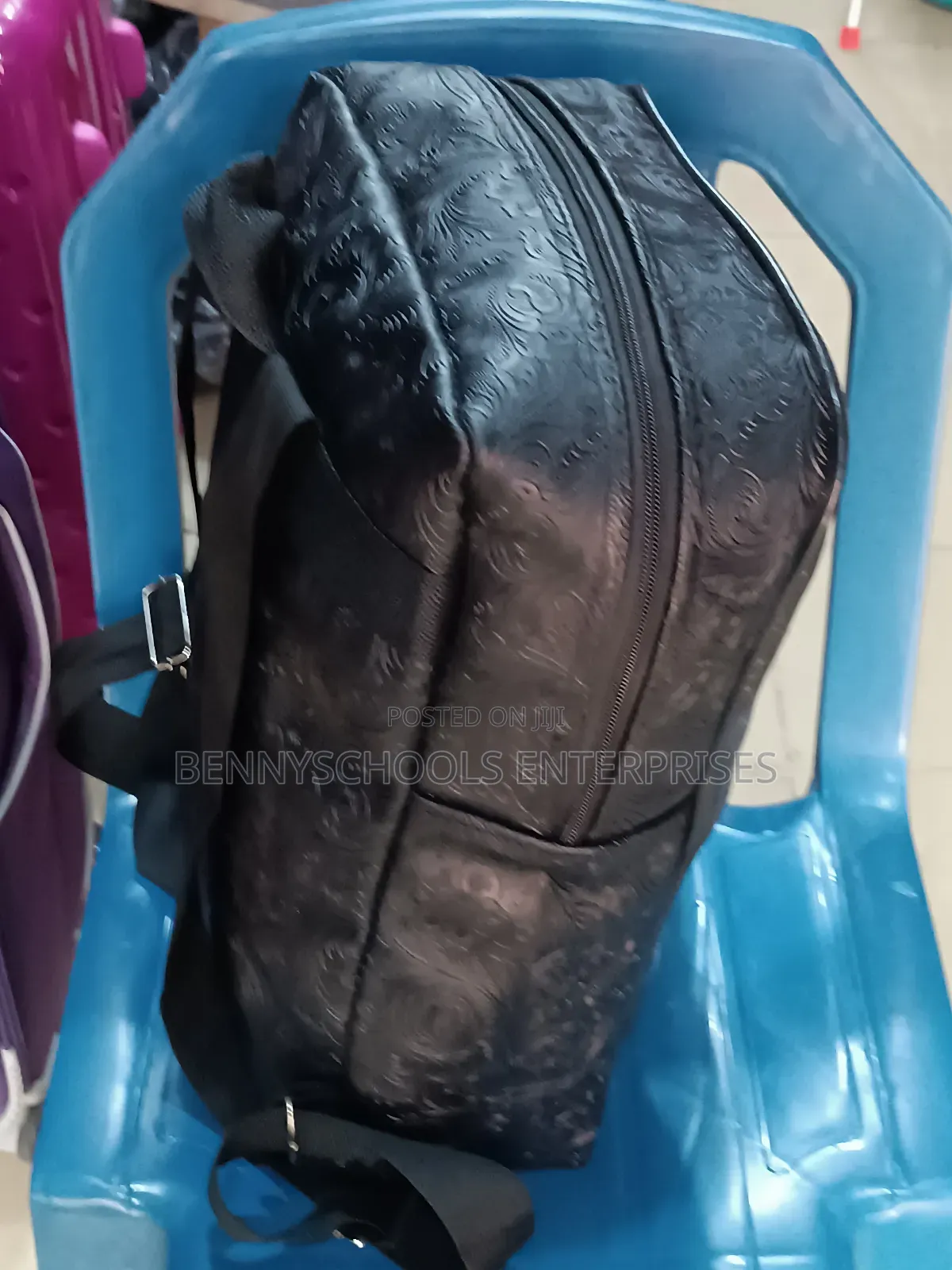 Black Leather Designer Backpack