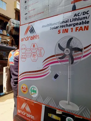 Andrakk Rechargeable Lithium 5 in 1 Solar Fan 18 Inches