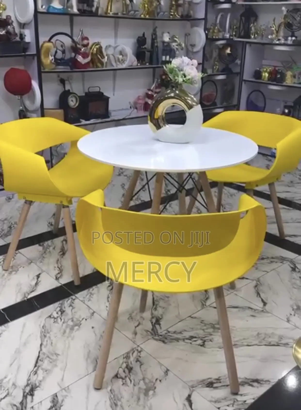 Plastic Restaurant Chairs and Wooden Table