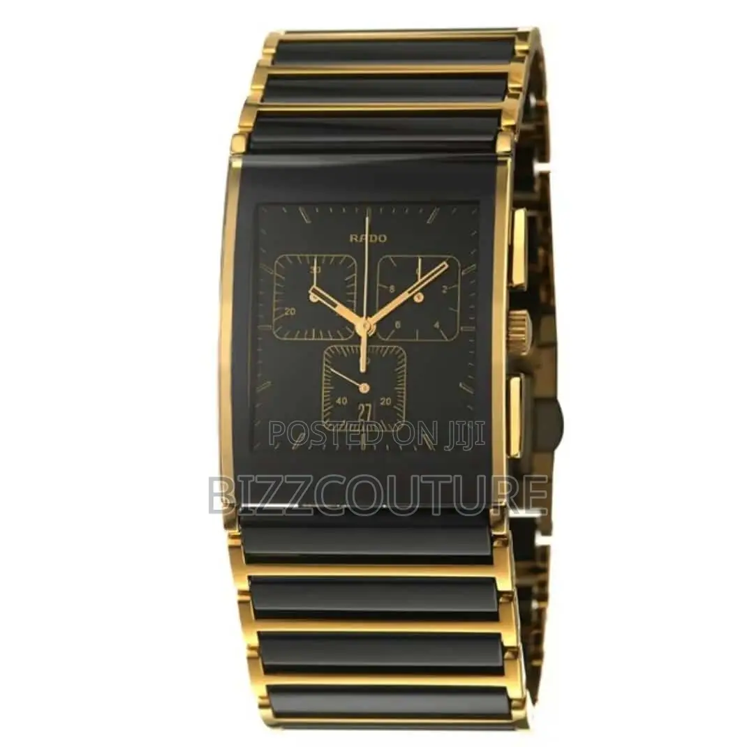 Original Rado Ceramic Chronograph Gold Mix Black Chain Watch