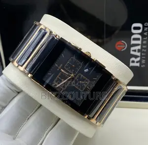 Original Rado Ceramic Chronograph Black and Gold Chain Watch
