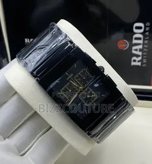 Original Rado Ceramic Chronograph Black and Gold Chain Watch