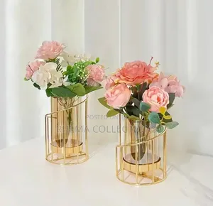 European Exotic Gold Crafted Glass Dry Flower Luxury Decor