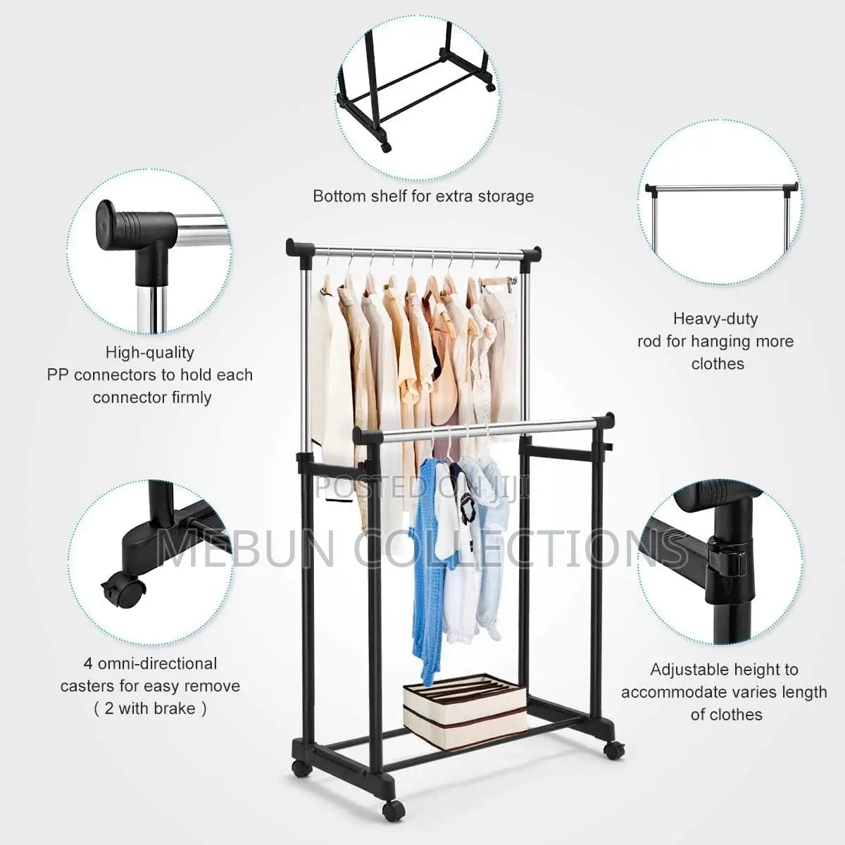 Double-Pole Telescopic Clothes Rack