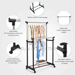 Double-Pole Telescopic Clothes Rack