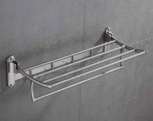 Original Towel Hunger Bathroom Shelf Holder and Hooks Wall