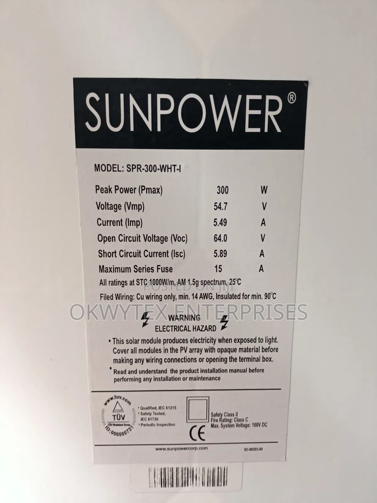 300watts Sunpower Mono Solar Panel