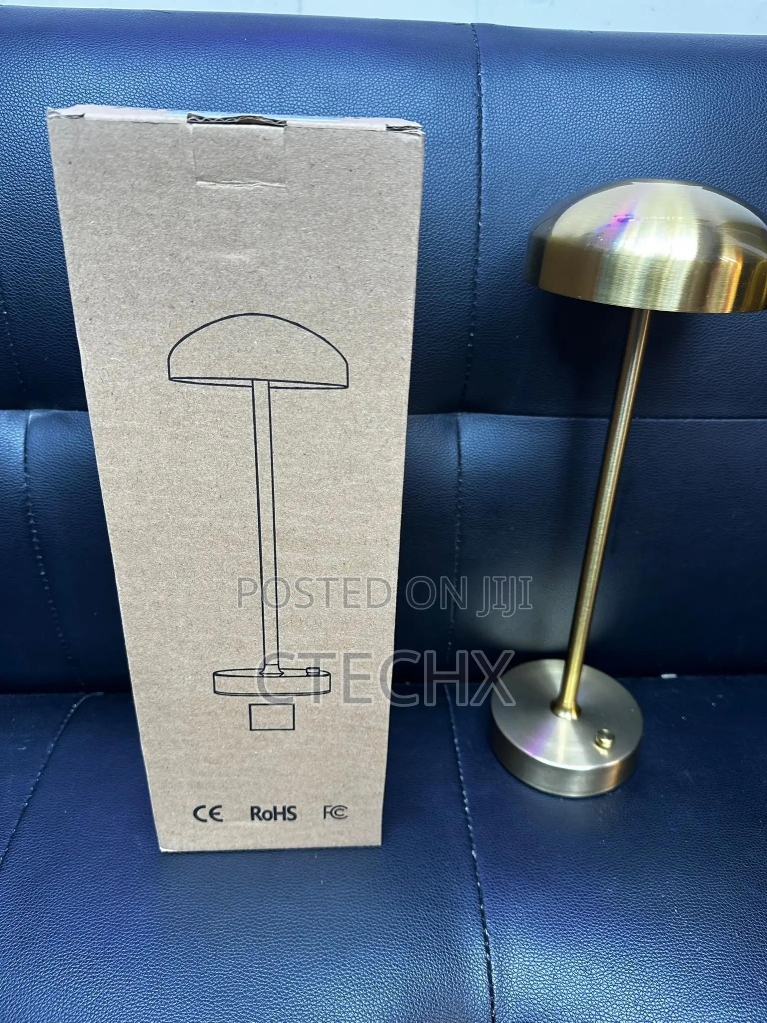 Gold Cordless Table Mushroom Lamp Usb Rechargeable Dimmable