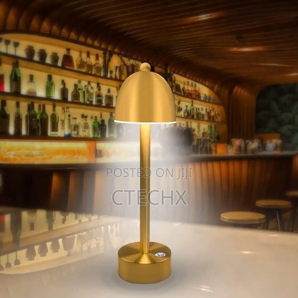 Gold Cordless Table Mushroom Lamp Usb Rechargeable Dimmable