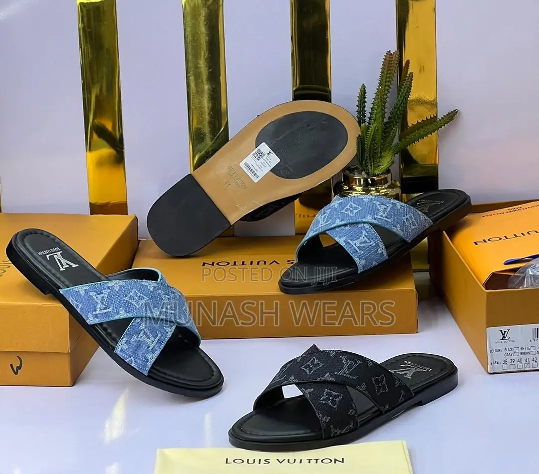 Original Leather Louis Vuitton Monogram Slipers