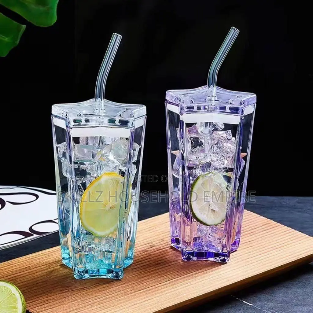 Glass Cup With Straw