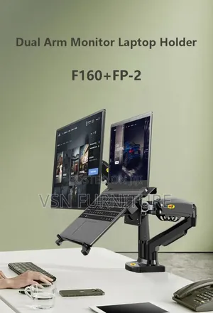 Dual Monitor Stand With Laptop Holder 17 to 27