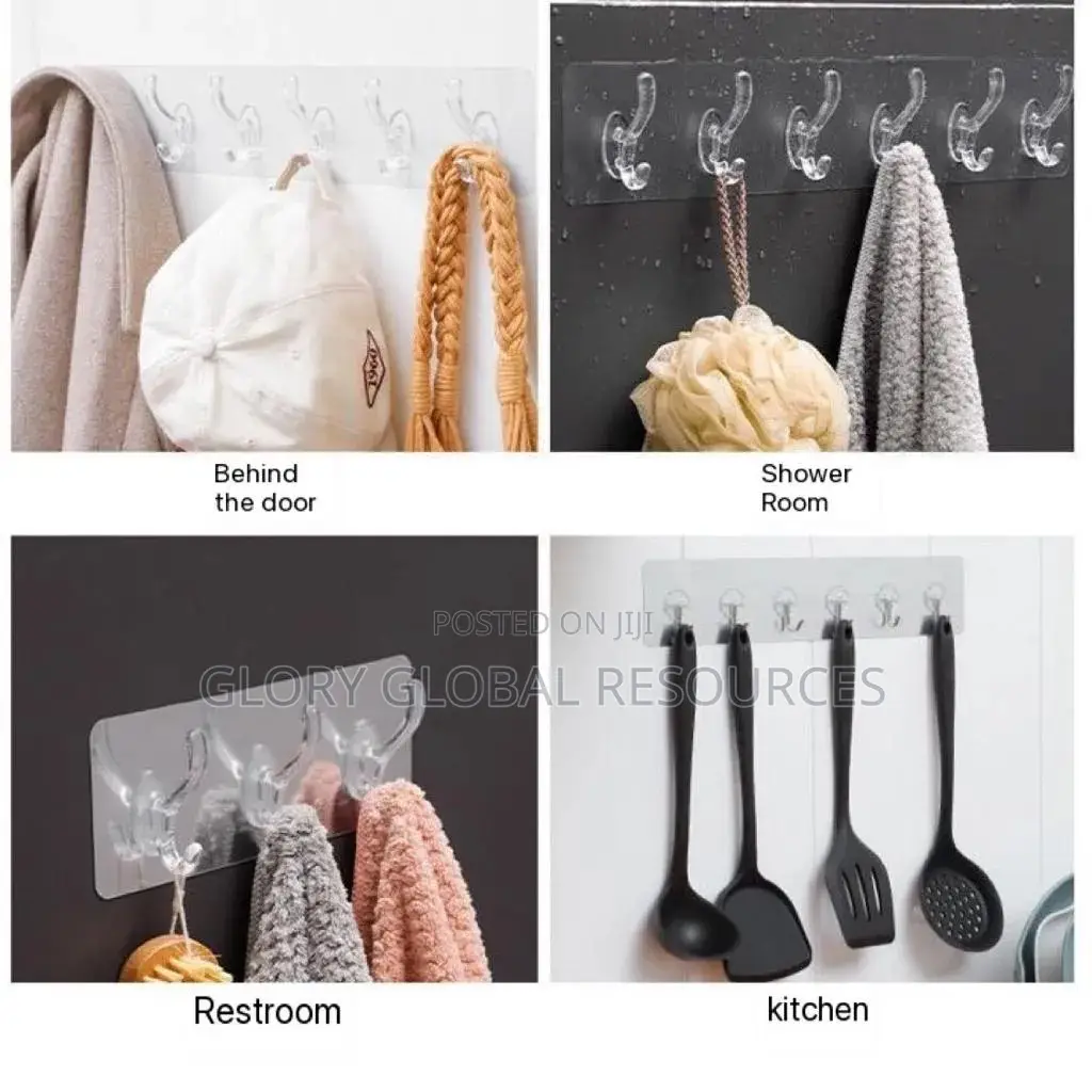 6-Row Self-Adhesive Wall Hook/Hanger