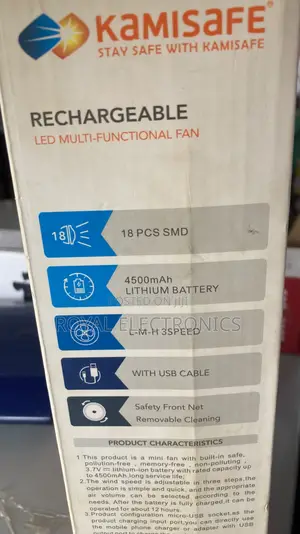 Green Mini Rechargeable Fan 4 Blades With USB Cable KM-F0336