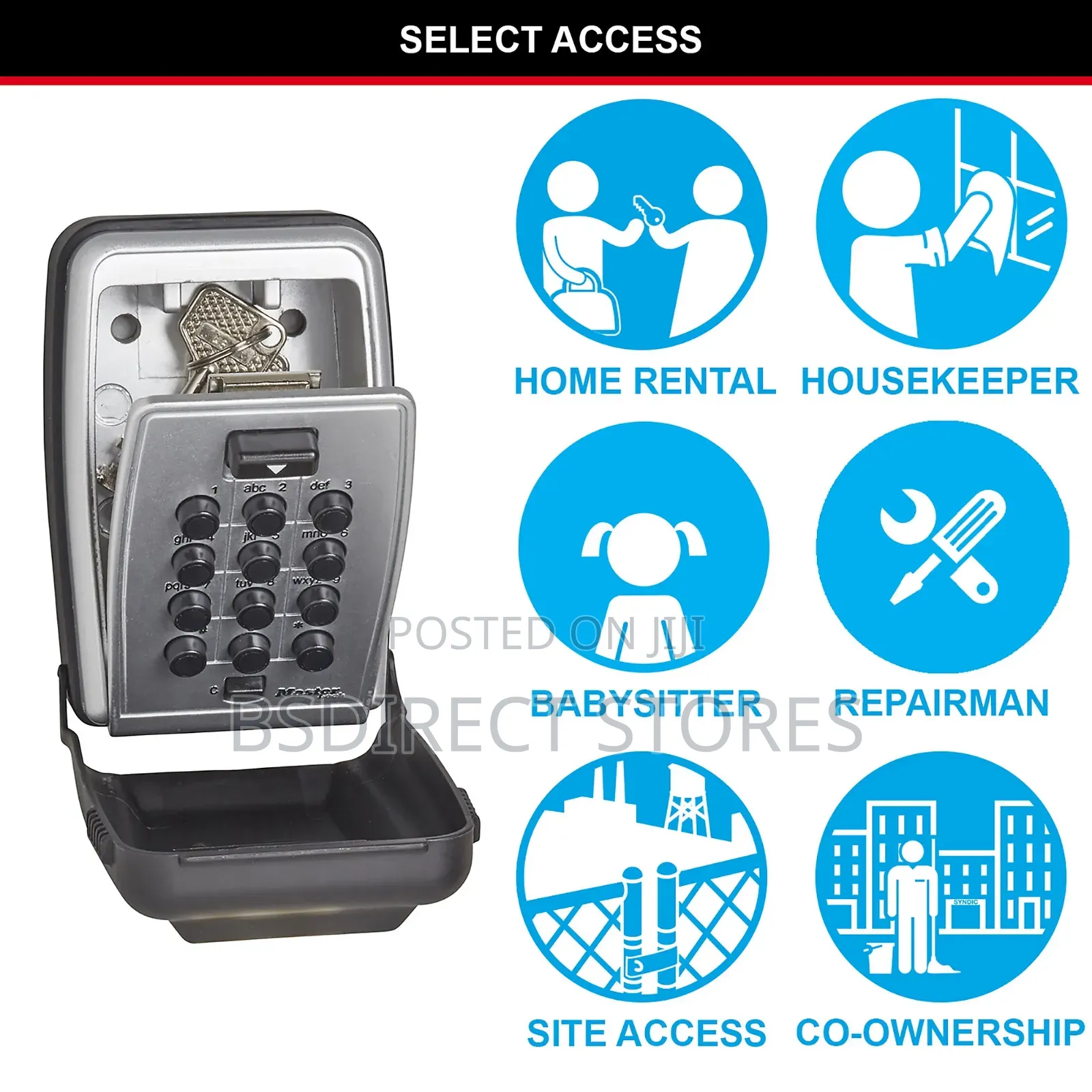 Master Lock Push Button Wall- Mounted Combination Key Safe