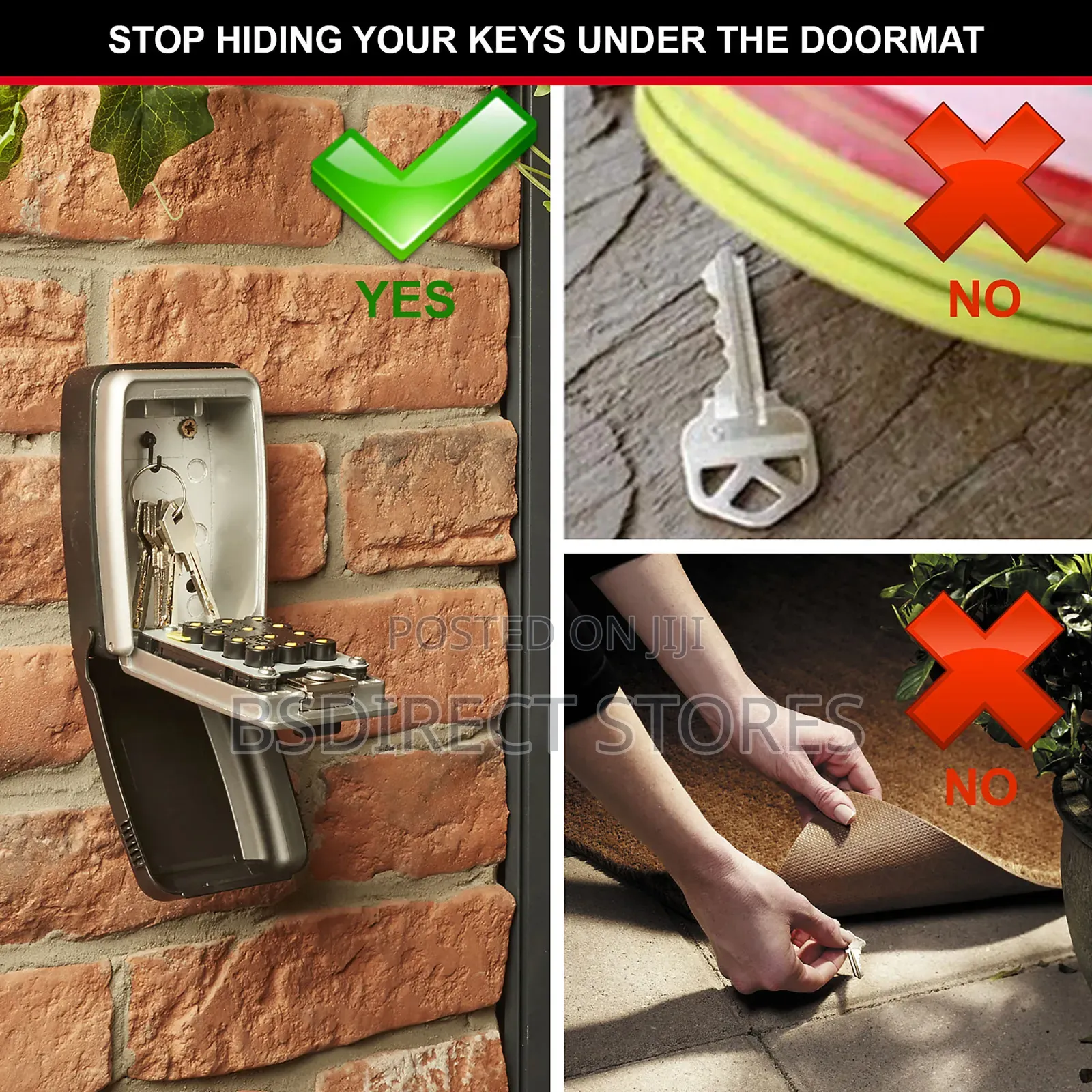 Master Lock Push Button Wall- Mounted Combination Key Safe