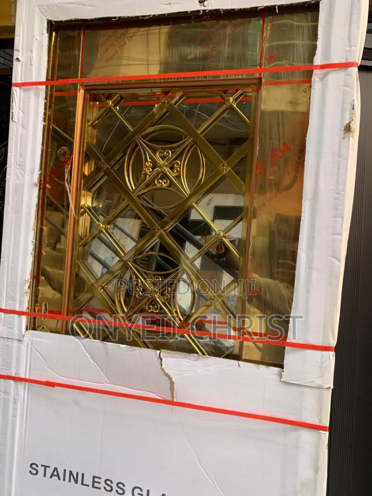 3ft Gold Glass Door
